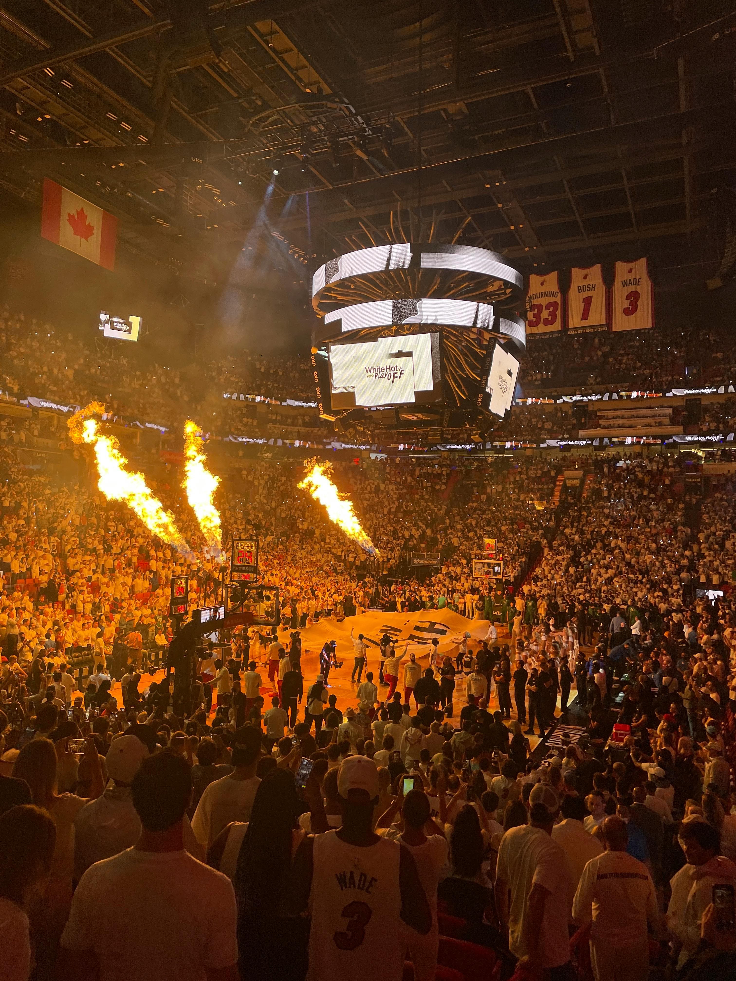 A sports event with a large crowd